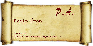 Preis Áron névjegykártya